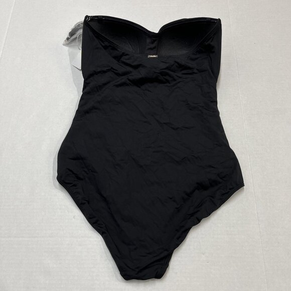 Anne Cole Swimsuit Womens 8 Black Twist Front Shirred One Piece Full Coverage - Picture 10 of 11